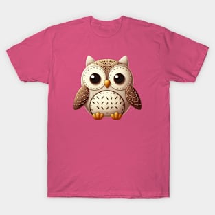 A cute owl in the style of a stitched toy T-Shirt